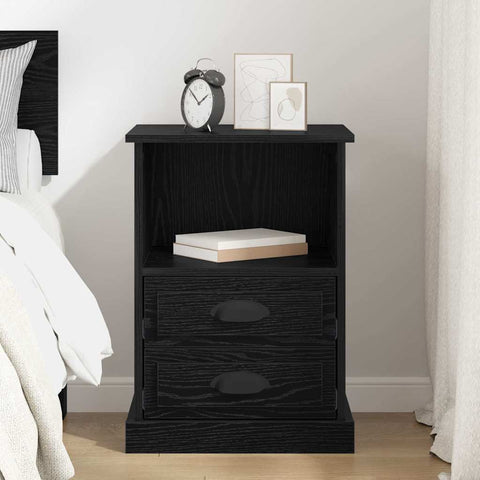 vidaXL Bedside Cabinet Black oak 43 x 36 x 60 cm Engineered wood