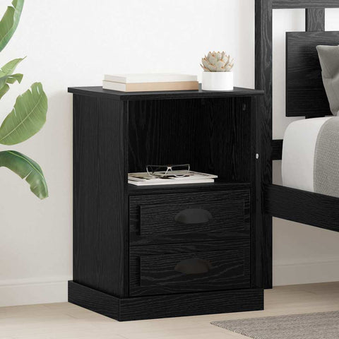 vidaXL Bedside Cabinet 2 pcs Black oak 43 x 36 x 60 cm Engineered wood