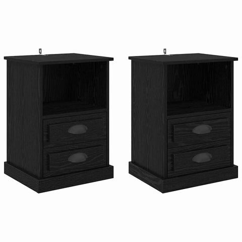 vidaXL Bedside Cabinet 2 pcs Black oak 43 x 36 x 60 cm Engineered wood