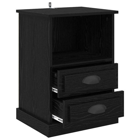 vidaXL Bedside Cabinet 2 pcs Black oak 43 x 36 x 60 cm Engineered wood