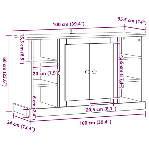vidaXL Sideboard Old Wood 100 x 35.5 x 60 cm Engineered Wood