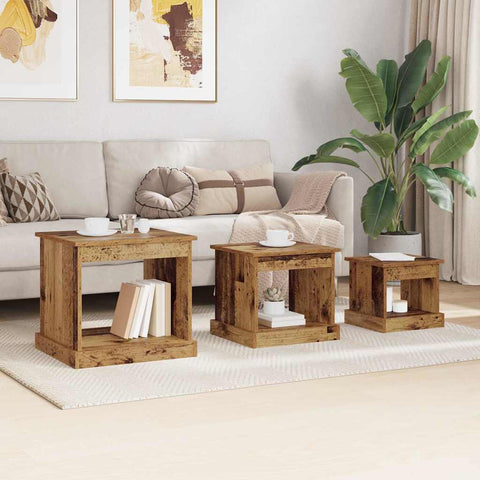 vidaXL Coffee Table 3 pcs Old Wood Engineered Wood