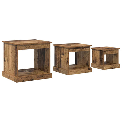 vidaXL Coffee Table 3 pcs Old Wood Engineered Wood
