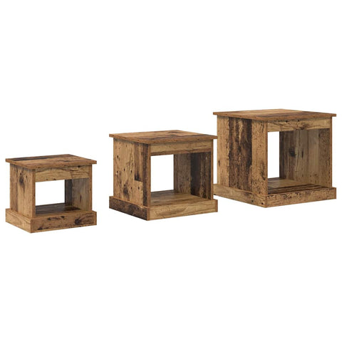 vidaXL Coffee Table 3 pcs Old Wood Engineered Wood