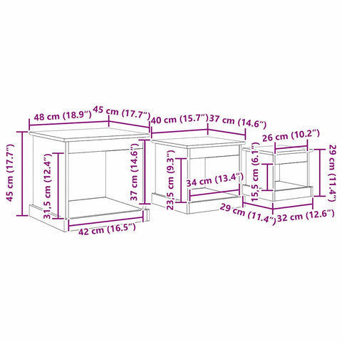 vidaXL Coffee Table 3 pcs Old Wood Engineered Wood