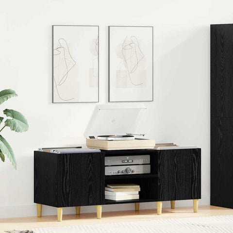 vidaXL Record Cabinet Black Oak 121 x 38 x 48 cm Engineered Wood