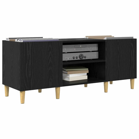 vidaXL Record Cabinet Black Oak 121 x 38 x 48 cm Engineered Wood