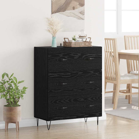 vidaXL Sideboard Black Oak 69.5 x 34 x 90 cm Engineered Wood and Iron
