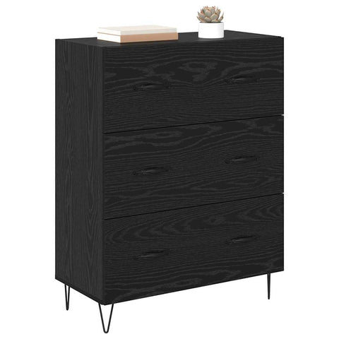 vidaXL Sideboard Black Oak 69.5 x 34 x 90 cm Engineered Wood and Iron