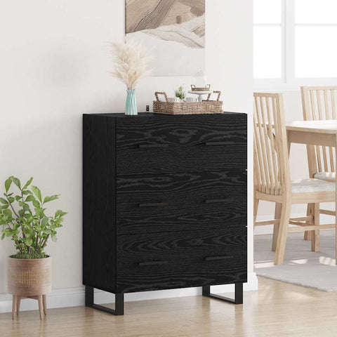 vidaXL Sideboard Black Oak 69.5 x 34 x 90 cm Engineered Wood and Iron