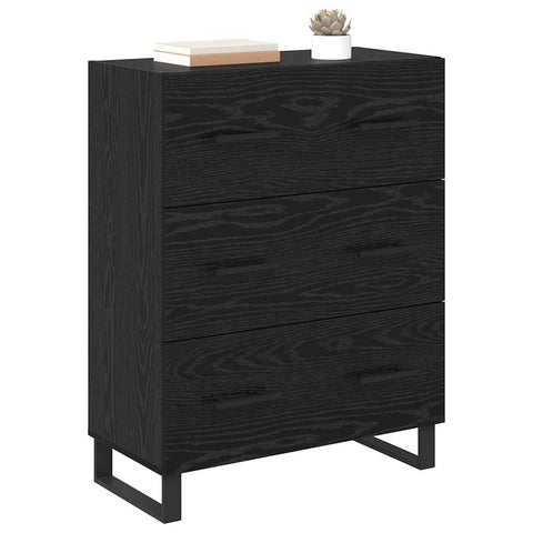 vidaXL Sideboard Black Oak 69.5 x 34 x 90 cm Engineered Wood and Iron