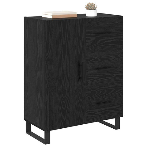vidaXL Sideboard Black Oak 69.5 x 34 x 90 cm Engineered Wood and Iron
