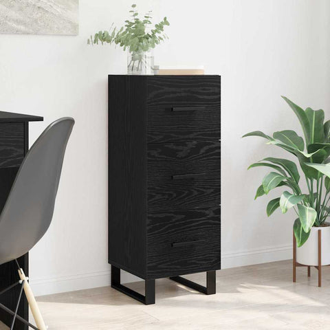 vidaXL Sideboard Black Oak 34.5 x 34 x 90 cm Engineered Wood and Iron