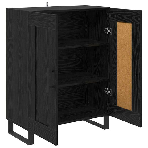 vidaXL Sideboard Black Oak 69.5 x 34 x 90 cm Engineered Wood and Iron