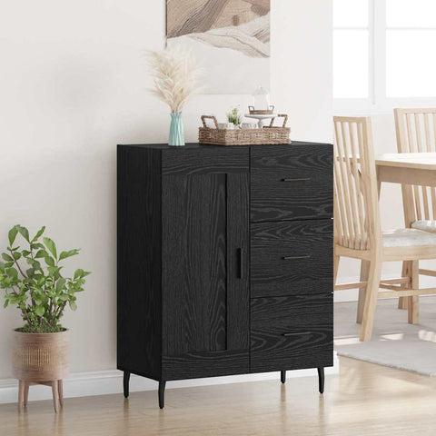 vidaXL Sideboard Black Oak 69.5 x 34 x 90 cm Engineered Wood and Iron