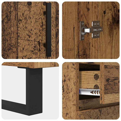 vidaXL Sideboard Old Wood 69.5 x 34 x 90 cm Engineered Wood and Iron