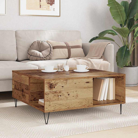 vidaXL Coffee Table Old wood 80 x 80 x 36.5 cm Engineered wood