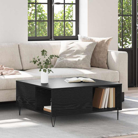 vidaXL Coffee Table Black oak 80 x 80 x 36.5 cm Engineered wood