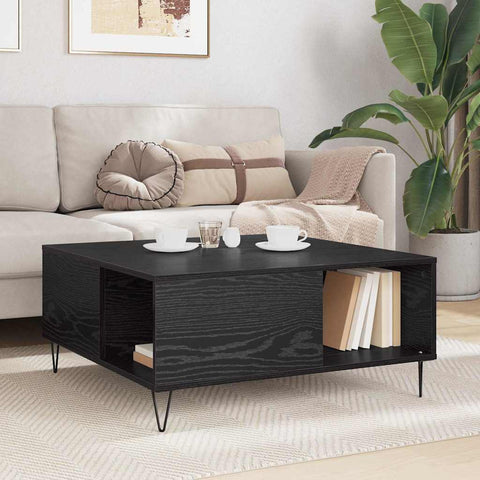 vidaXL Coffee Table Black oak 80 x 80 x 36.5 cm Engineered wood