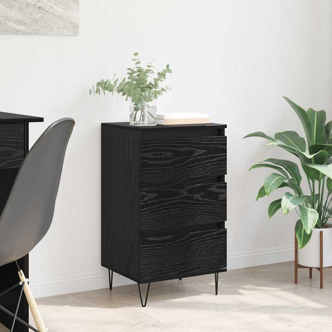vidaXL Sideboard Black Oak 40 x 35 x 70 cm Engineered Wood and Iron