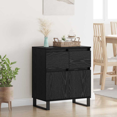 vidaXL Sideboard Black Oak 60 x 35 x 70 cm Engineered Wood and Iron