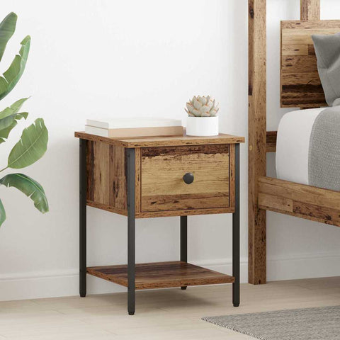vidaXL Bedside Table Old Wood 34 x 35.5 x 45 cm Engineered Wood