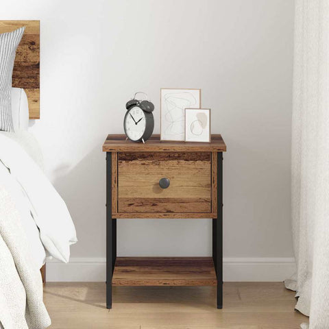 vidaXL Bedside Table Old Wood 34 x 35.5 x 45 cm Engineered Wood