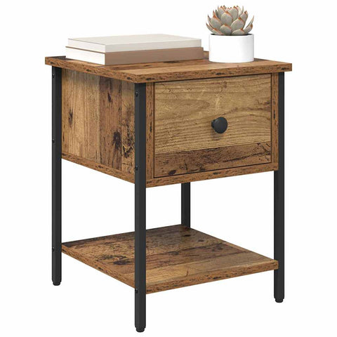 vidaXL Bedside Table Old Wood 34 x 35.5 x 45 cm Engineered Wood