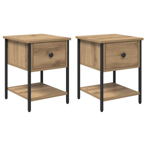vidaXL Bedside Table with Drawer 2 pcs Artisan oak 34 x 35.5 x 45 cm