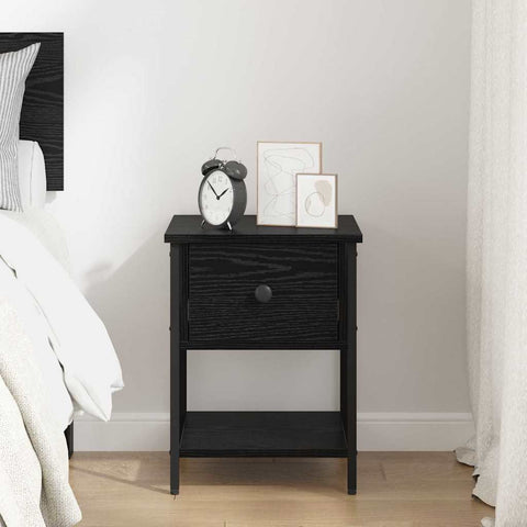 vidaXL Bedside Table Black Oak 34 x 35.5 x 45 cm Engineered Wood