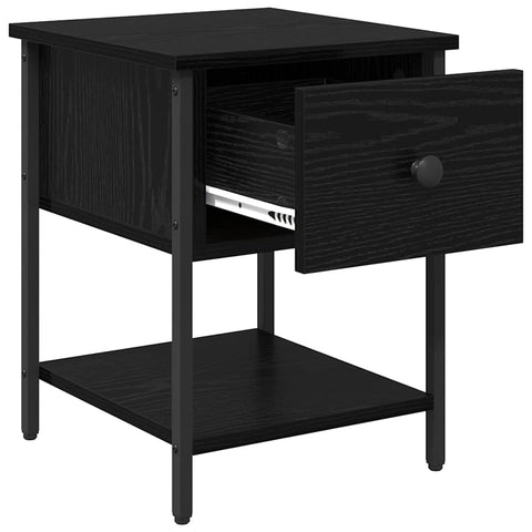 vidaXL Bedside Table Black Oak 34 x 35.5 x 45 cm Engineered Wood