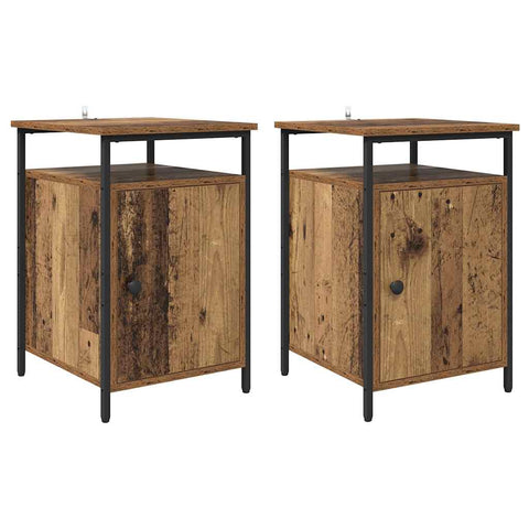 vidaXL Bedside Cabinet 2 pcs Old wood 40 x 42 x 60cm Engineered Wood