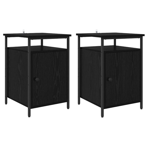 vidaXL Bedside Cabinet 2 pcs Black oak 40 x 42 x 60cm Engineered Wood