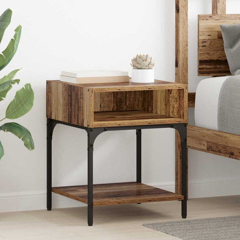 vidaXL Bedside Table 2 pcs Old wood 40 x 40 x 50 cm Engineered wood