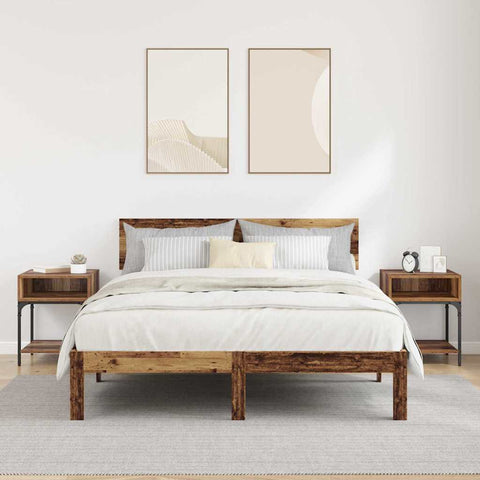 vidaXL Bedside Table 2 pcs Old wood 40 x 40 x 50 cm Engineered wood