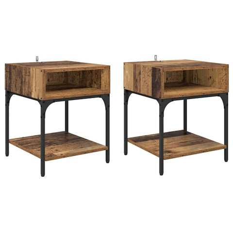 vidaXL Bedside Table 2 pcs Old wood 40 x 40 x 50 cm Engineered wood