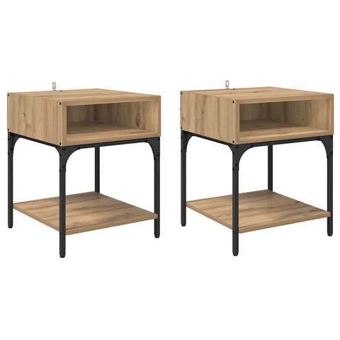 vidaXL Bedside Table 2 pcs Artisan oak 40 x 40 x 50 cm Engineered wood