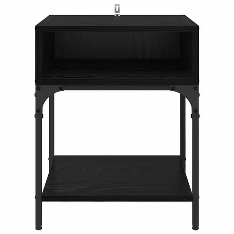 vidaXL Bedside Table Black oak 40 x 40 x 50 cm Engineered wood