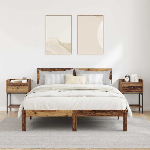 vidaXL Bedside Table with Drawer Old wood Engineered wood