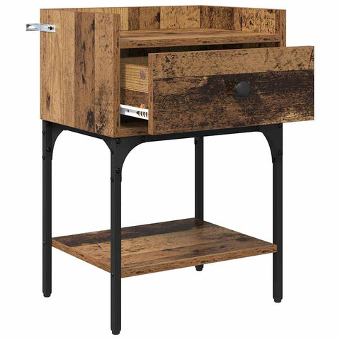 vidaXL Bedside Table with Drawer Old wood Engineered wood