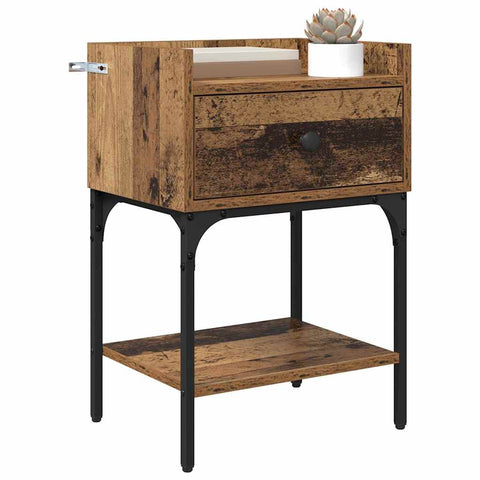 vidaXL Bedside Table with Drawer Old wood Engineered wood