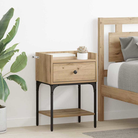 vidaXL Bedside Table with Drawer Artisan oak Engineered wood