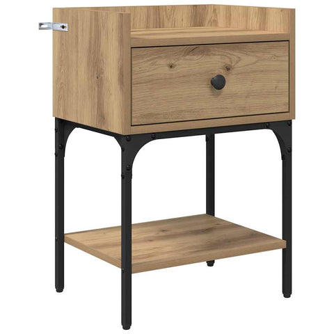 vidaXL Bedside Table with Drawer Artisan oak Engineered wood
