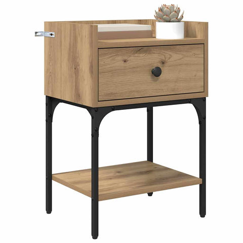 vidaXL Bedside Table with Drawer Artisan oak Engineered wood