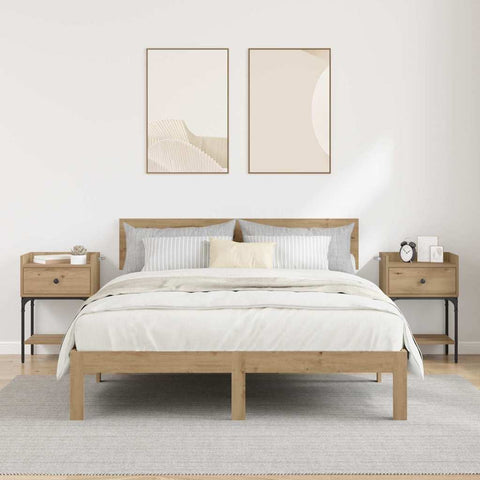 vidaXL Bedside Table with Drawer Artisan oak Engineered wood