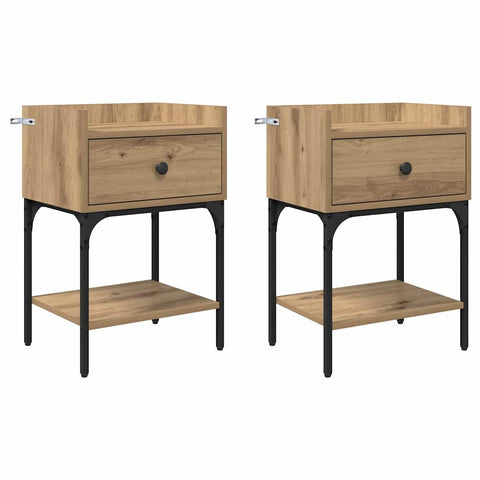 vidaXL Bedside Table with Drawer Artisan oak Engineered wood