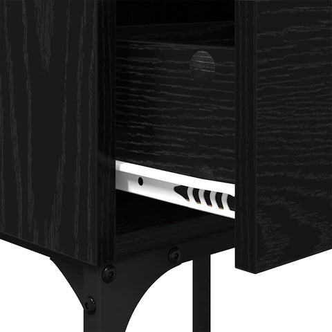 vidaXL Bedside Table with Drawer Black oak Engineered wood