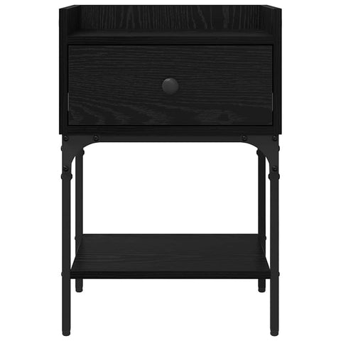 vidaXL Bedside Table with Drawer Black oak Engineered wood