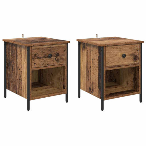 vidaXL Bedside Cabinet 2 pcs Old wood 40 x 42 x 50 cm Engineered wood