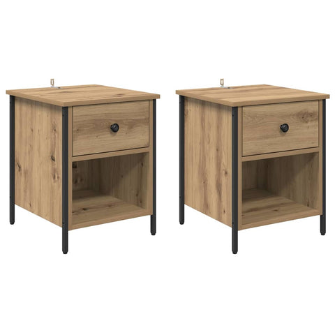vidaXL Bedside Cabinet with Drawer 2 pcs Artisan oak 40 x 42 x 50 cm